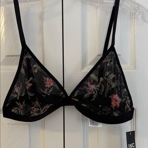 584 INC International Concepts Black Floral Mesh Bralette